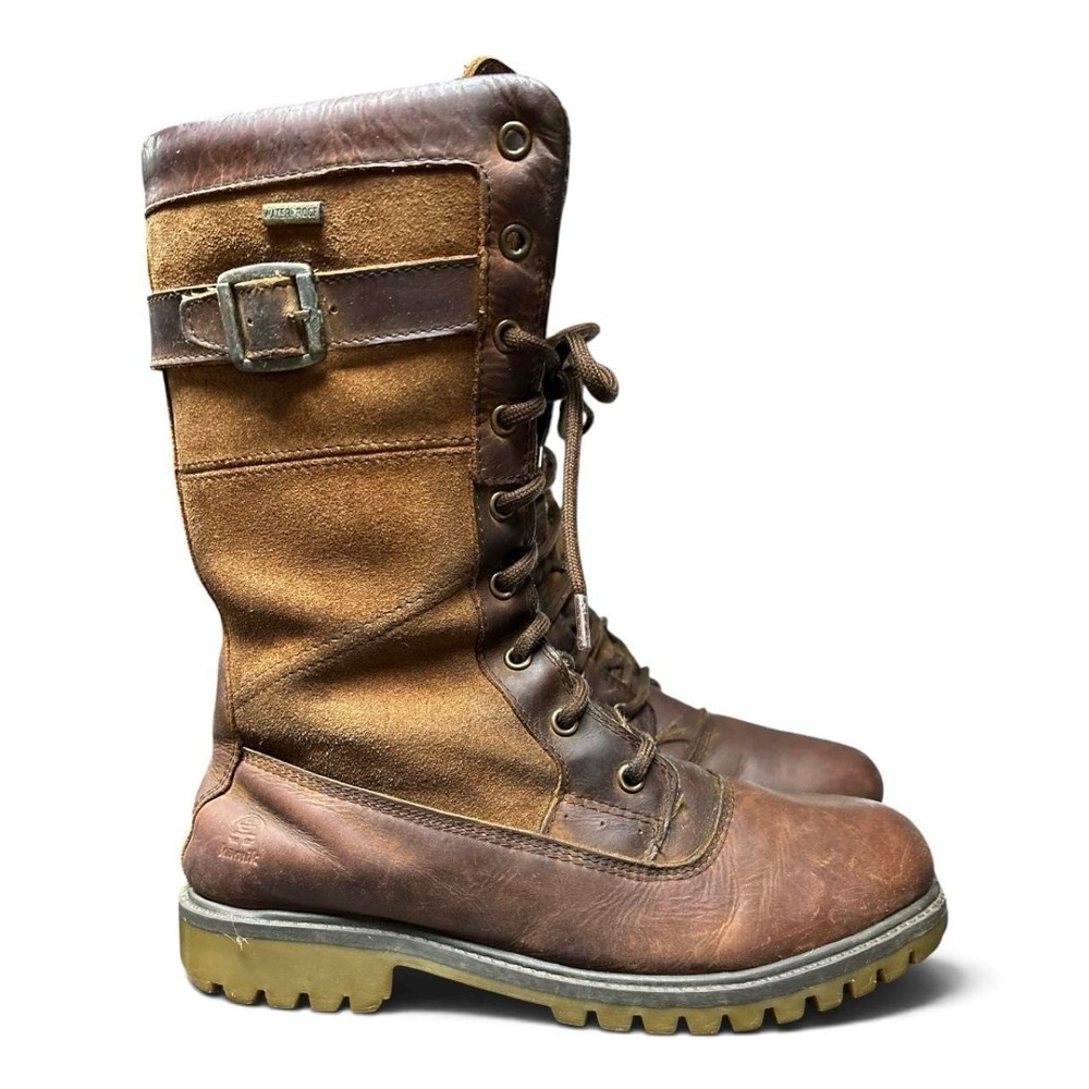 Kamik Rogue 10 Brown leather lace up boots with buckle detail Size US 9